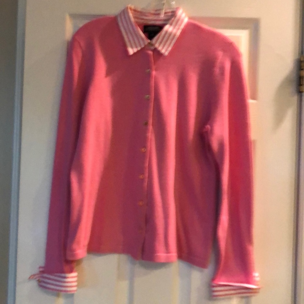 Beautiful pink button down sweater with cuffs